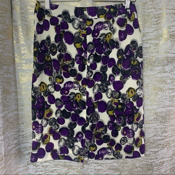 HOBBS London Purple/White Floral Print 100% Wool Skirt Size 10 - Picture 7 of 14
